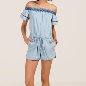 Light Blue Off-the-Shoulder Romper
